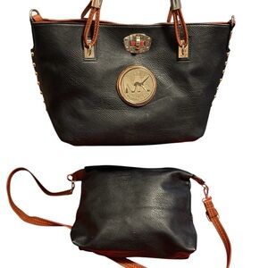 Michael Kors Black Pebbled Leather Tote Set